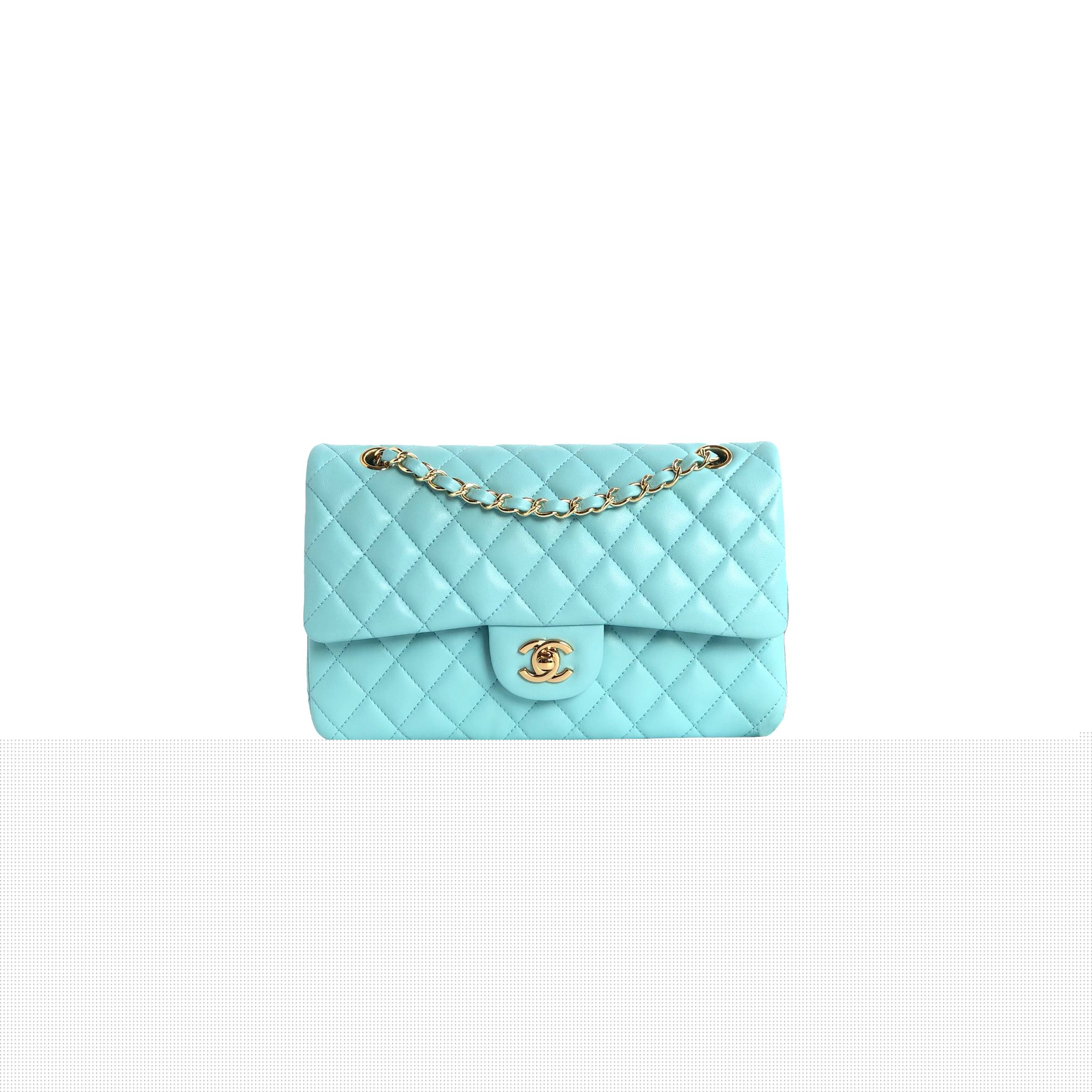 ch*el T*f*ny blue classic medium flap light gold a1112 (25*15*6cm)
